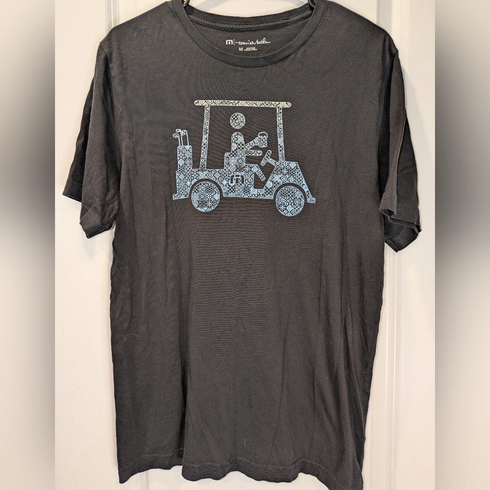 “TravisMathew Golf T-Shirt Black Graphic Tee Size M Casual”